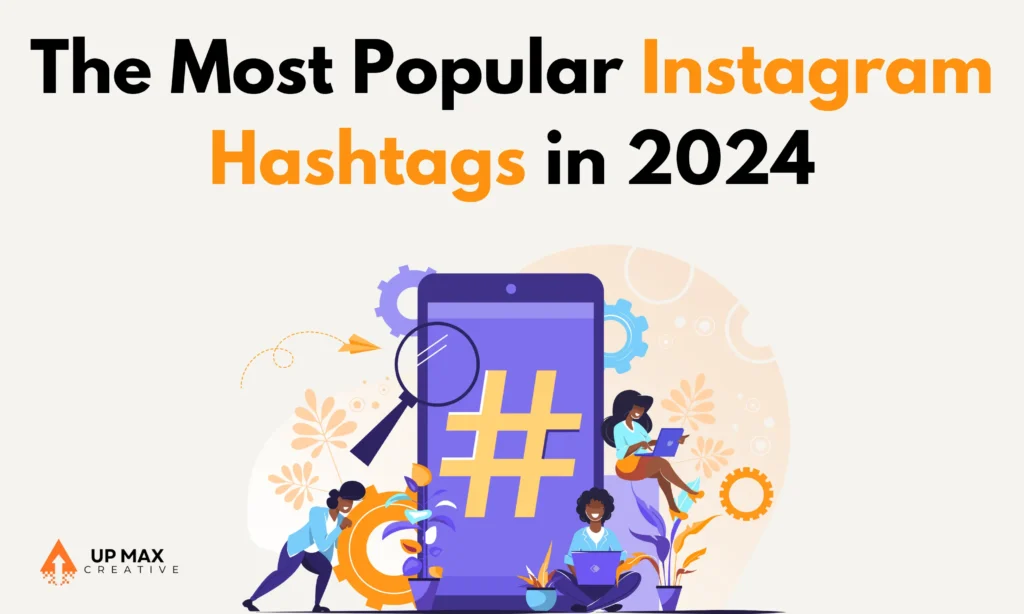 A smartphone displaying trending Instagram hashtags, used by a social media strategist.